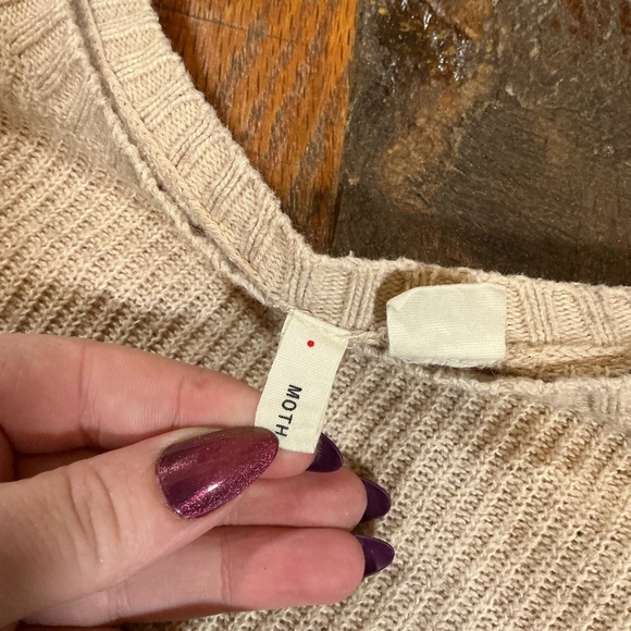 Anthropologie Moth Oatmeal Longline Ribbed Sweater Tunic Size M - Picture 5 of 9